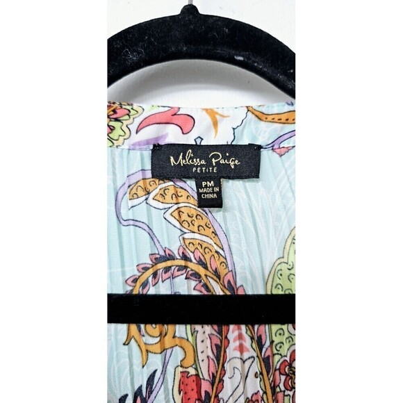 MELISSA PAIGE Petite Multicolor Paisley Long Bell Sleeve  Women Shirt (PM) - Picture 2 of 5